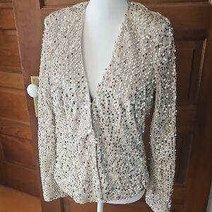 Sanctuary Champagne Sequin Open-Front Blazer